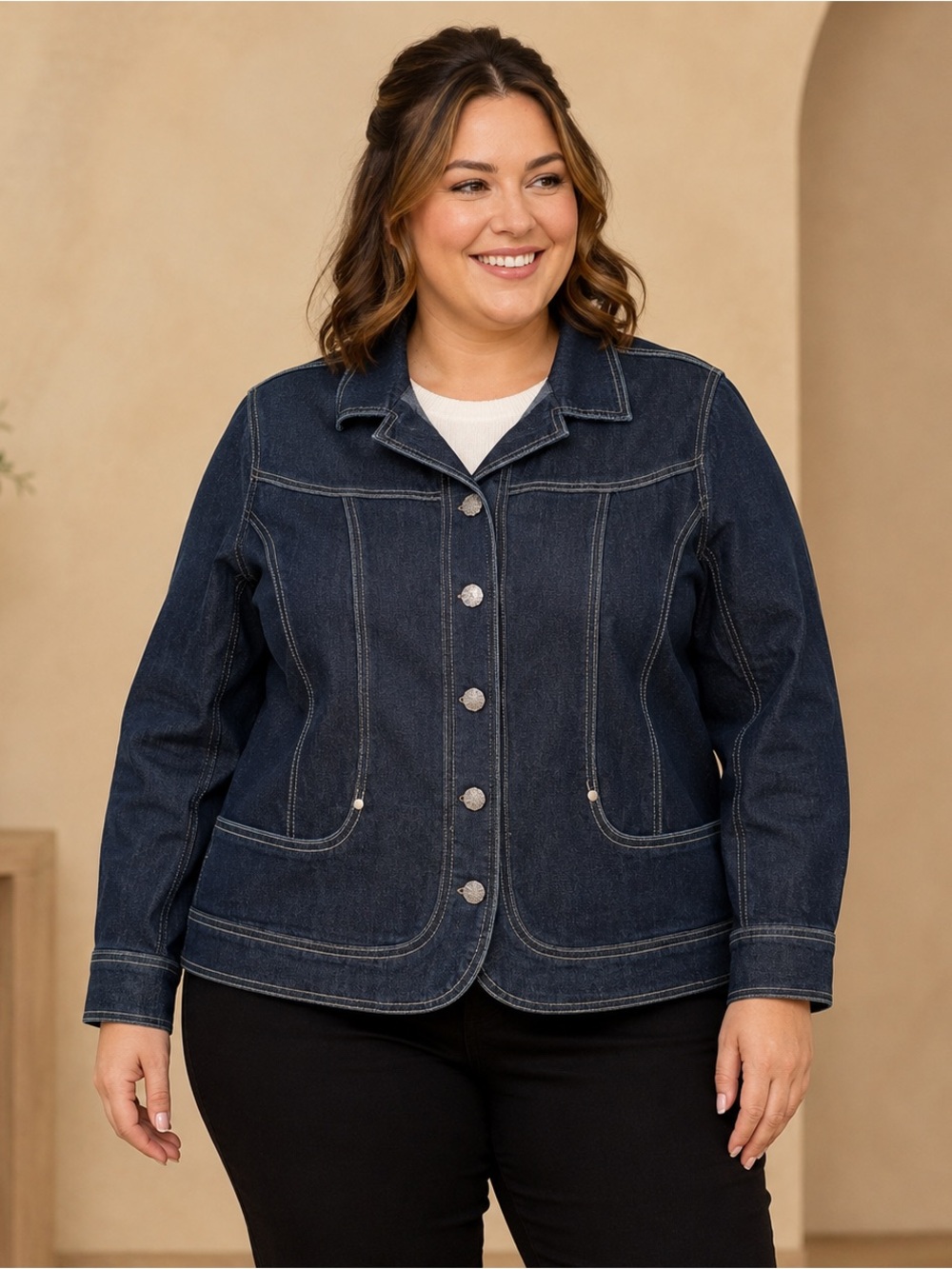 Christiana Zinn Women’s Dark Wash Denim Jacket Blazer Plus 3X